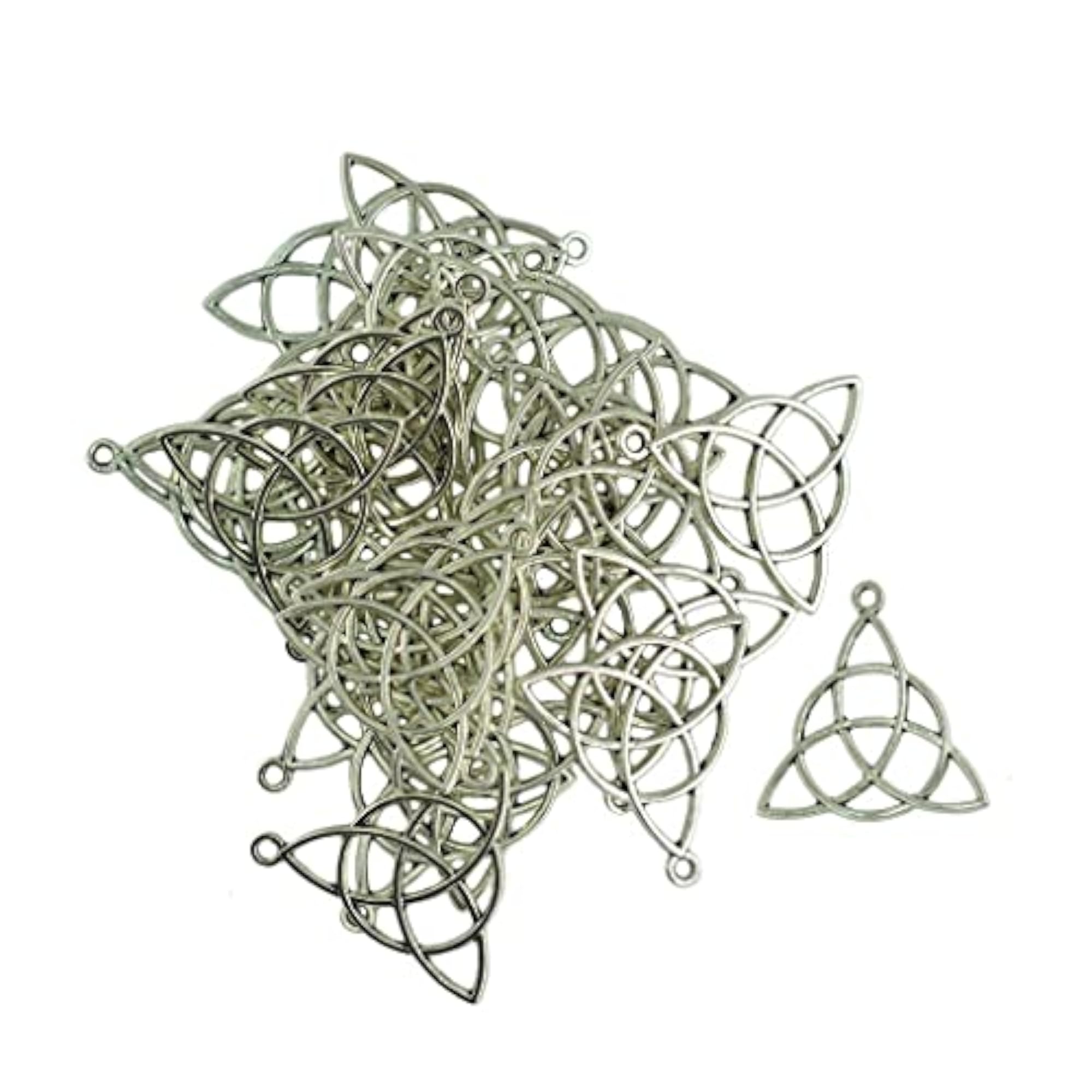 30 Pieces Tibetan Silver Triangle Design Celtic Knot Beads for DIY Jewelry